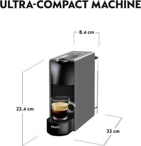 Krups Essenza Mini Pod Coffee Machine Nespresso Pressure 19bar Grey