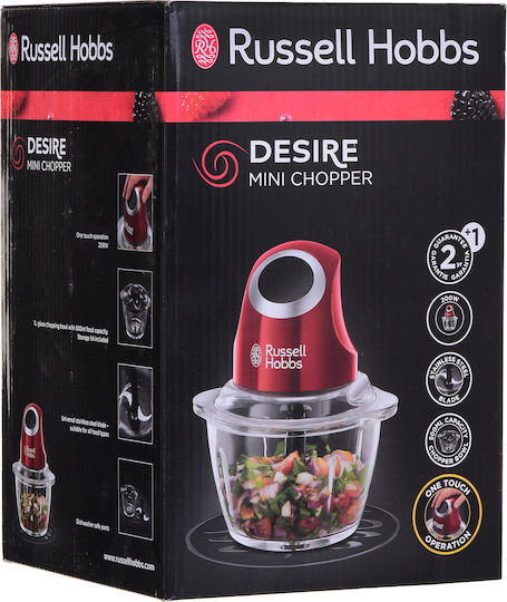 Russell Hobbs Desire Mini Tocător Multi 200W Cu Recipient 1L Roșu
