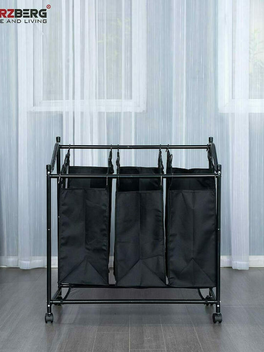 Herzberg Herzberg Laundry Basket Metallic 76.5x41x83cm Black