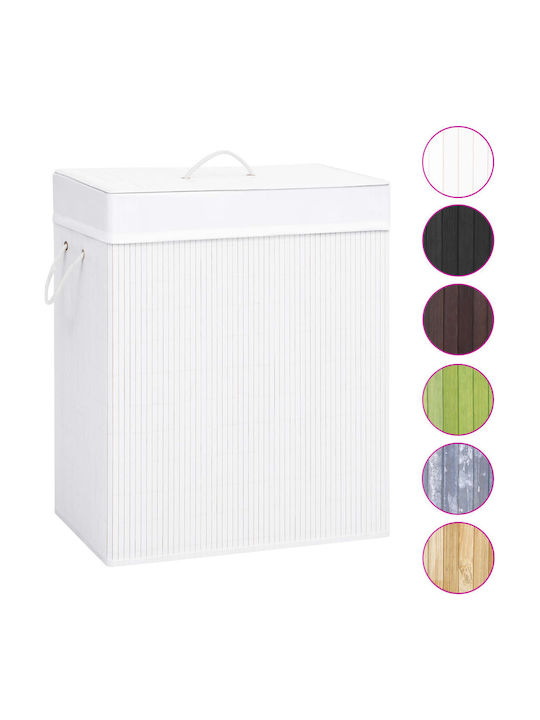 vidaXL Collapsible Bamboo Laundry Basket 100lt with Cap 52x32x62.5cm White