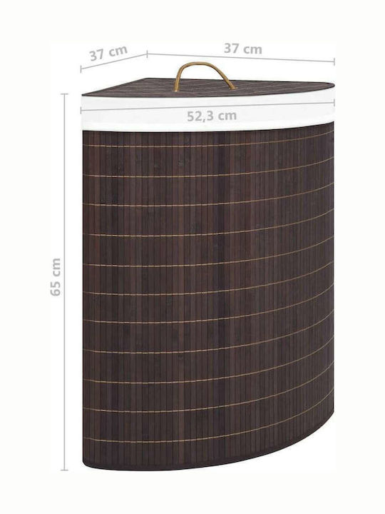 vidaXL Coș De Rufe Din Bambus Pliabil 60L Cu Capac 52.3x37x65cm Maro 60L