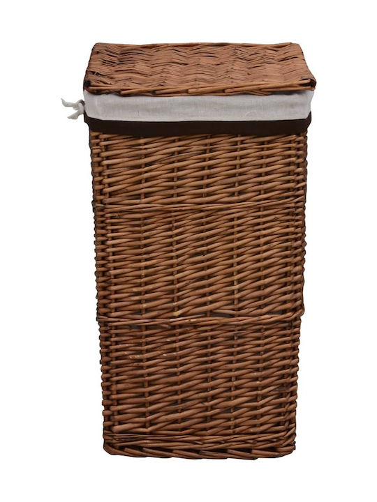 vidaXL Collapsible Wicker Laundry Basket with Cap 43x34x57.5cm Brown