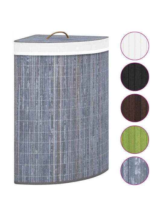 vidaXL Coș De Rufe Din Bambus Pliabil 60lt Cu Capac 52.3x37x65cm Gri
