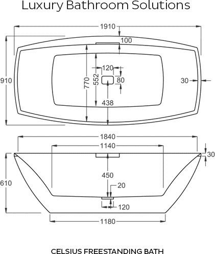 Carron Bathrooms Celsius Свободно поставяне на ваната Акрил 191x91см