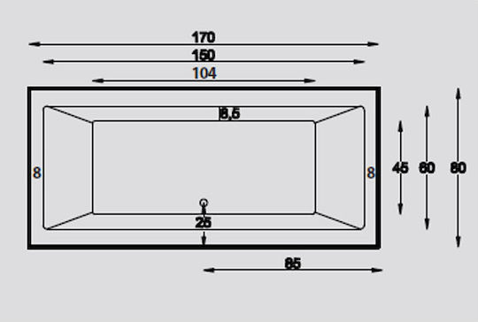 Sanitec Quadra Μπανιέρα Ακρυλική 170x80x60cm
