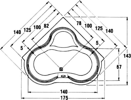 Sanitec Carla Гърба на ваната Акрил 140x140см