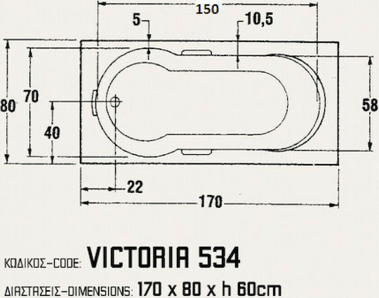 Sanitec Victoria Вана Акрил 170x80см