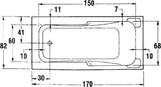 Sanitec Ornella Μπανιέρα Ακρυλική 170x82x60cm