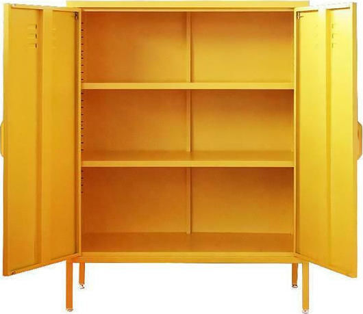 Zweiflügeliger Schrank Metallisch mit 2 Regale Yellow 80x40x102cm