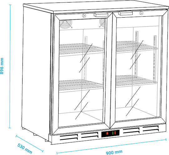 Klimaitalia Getränkekühlschrank Rückwandbar 222lt Doppel 89,6x90x53cm