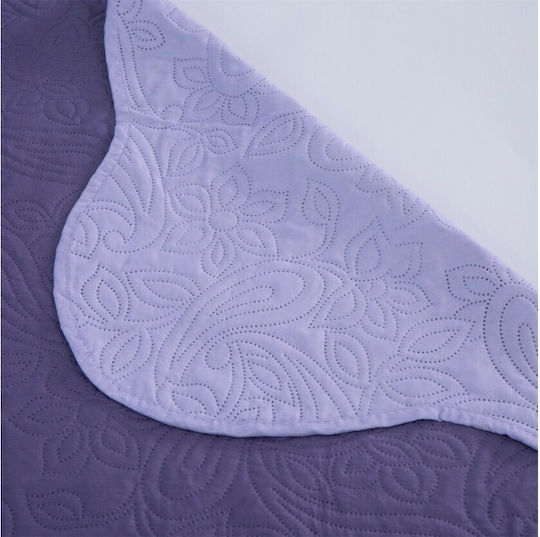 Silk Fashion Solid Σετ Κουβερλί Υπέρδιπλο από Βαμβάκι & Πολυεστέρα Lila 220x240cm 3τμχ