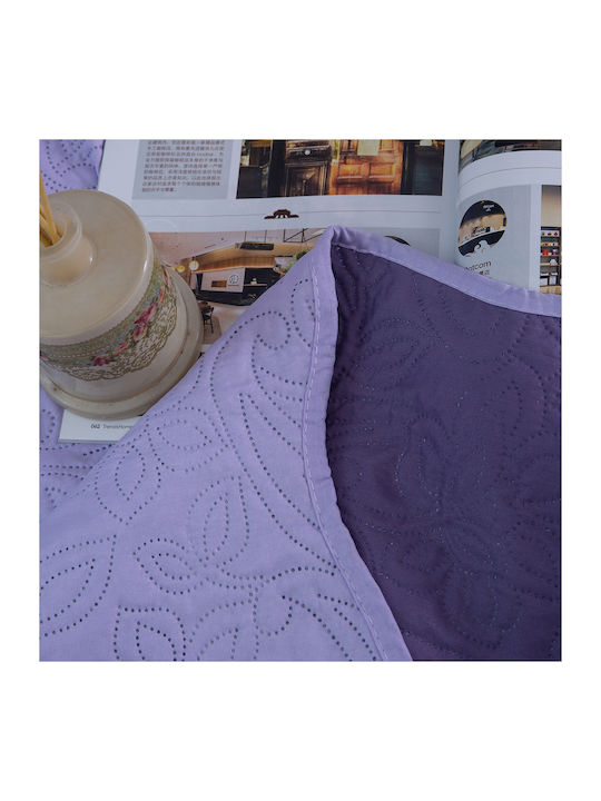 Silk Fashion Solid Set Coverlet Queen Size from Cotton & Polyester Lila 220x240cm 3pcs