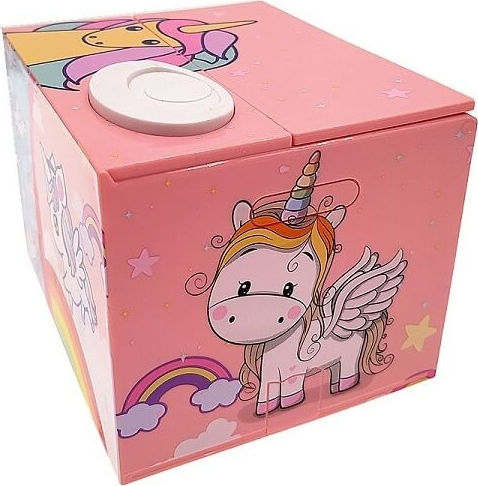 Geheimer Münzen Schlauer Einhorn Kinder Spardose Plastik Rosa 12x9x10cm