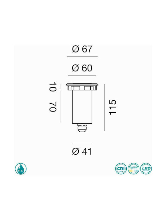Gea Luce Shally Spot Bodenleuchte mit Warmweißem Licht IP67 Silber