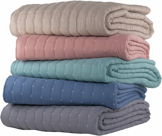 Nef-Nef Homeware Bicolor-20 King Size Blue - Light Grey 270x270cm