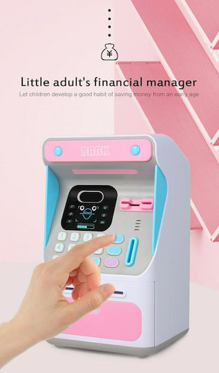 Mini Atm Money Bank Kinder Spardose Plastik Pink 16x14x26.5cm