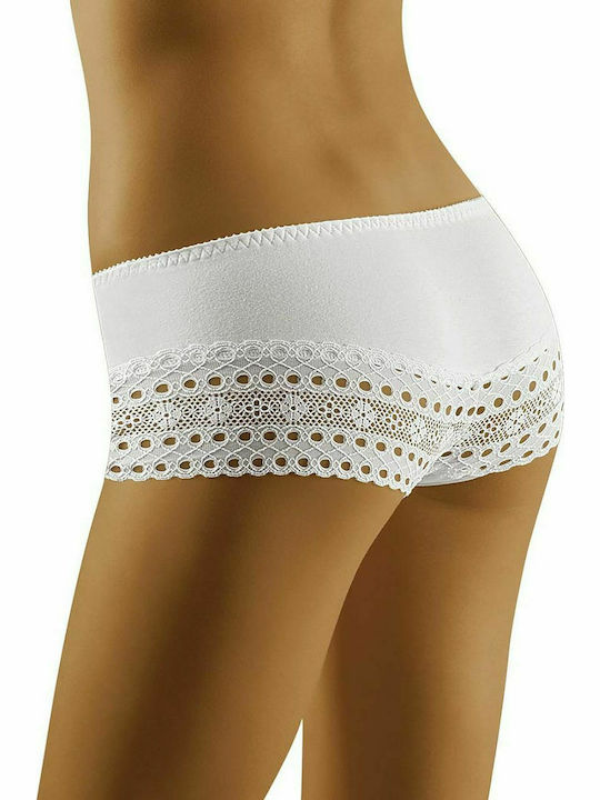 Wolbar Eco-Ho Cotton Women's Boxer with Lace White 130177