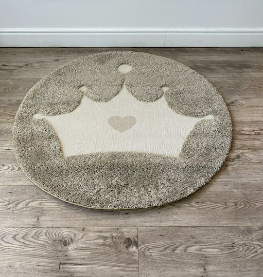 Royal Carpet Richie 15539 365 Παιδικό Χαλί Εκρού Στρογγυλό με Διάμετρο 120cm Πάχους 22mm