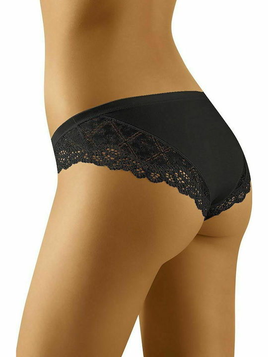 Wolbar Fluffy Soft Cotton Women's Slip with Lace Black 159205