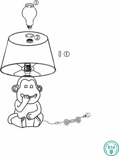 Trio Lighting Abu Κεραμικό Πορτατίφ για Ντουί E14 με Λευκό Καπέλο και Βάση