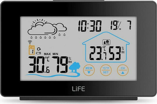 Life Mediterranean Touch Wireless Digital Weather Station Tabletop Black