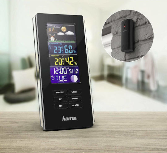 HAMA Color Edge 00186312 Wireless Stație meteorologică Digital De masă Negru
