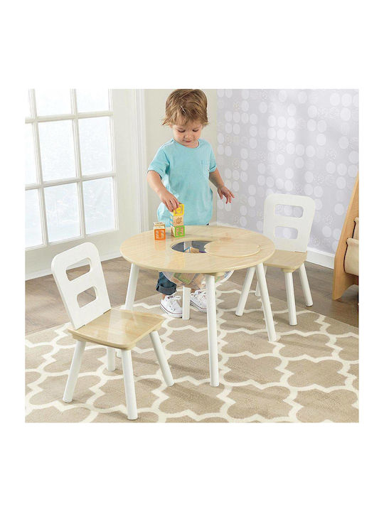 Round Storage Table Σετ Παιδικό Τραπέζι με Καρέκλες από Πλαστικό Γκρι Kidkraft