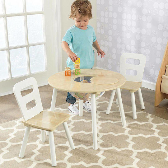 Round Storage Table Kids Table and Chairs Set made of Plastic Gray Kidkraft