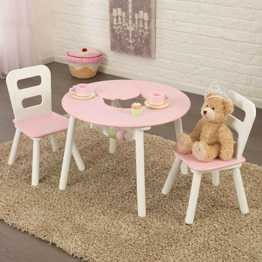 Round Storage Table Kids Table and Chairs Set made of Plastic Pink Kidkraft