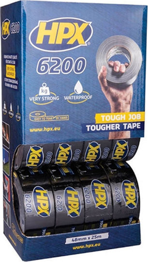 HPX 6200 Black Αυτοκόλλητη Υφασμάτινη Ταινία Μαύρη 25mx48mm