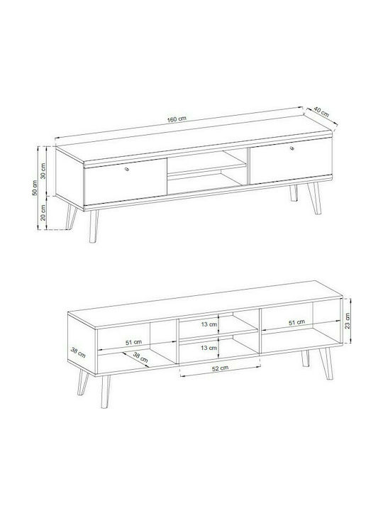 Έπιπλο Τηλεόρασης Μπεζ Μ160xΠ40xΥ50cm