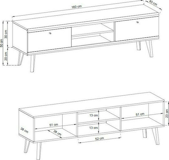 Έπιπλο Τηλεόρασης Μπεζ Μ160xΠ40xΥ50cm