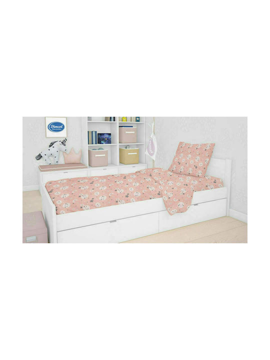Dimcol Smile Бебешки Чаршаф За Количка Памук Коралов 80x110бр