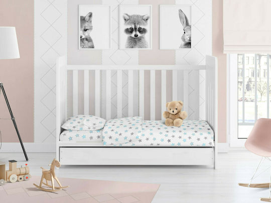 Dimcol Star Baby Sheet Crib Cotton Fitted Light Blue 70x140cm