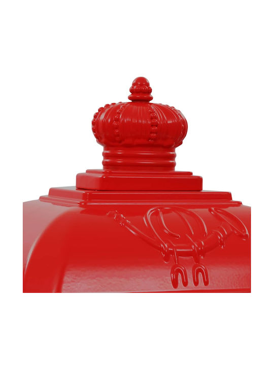 vidaXL Vintage Външна Пощенска Кутия Металик в Червен Цвят 35.5x32x102.5см