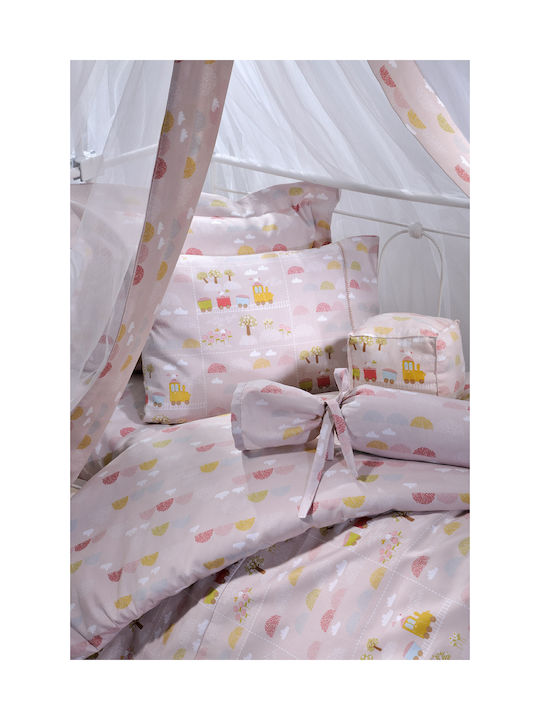 Down Town Home Baby Sheets Set Crib Cotton Satin Pink 3pcs 120x170cm