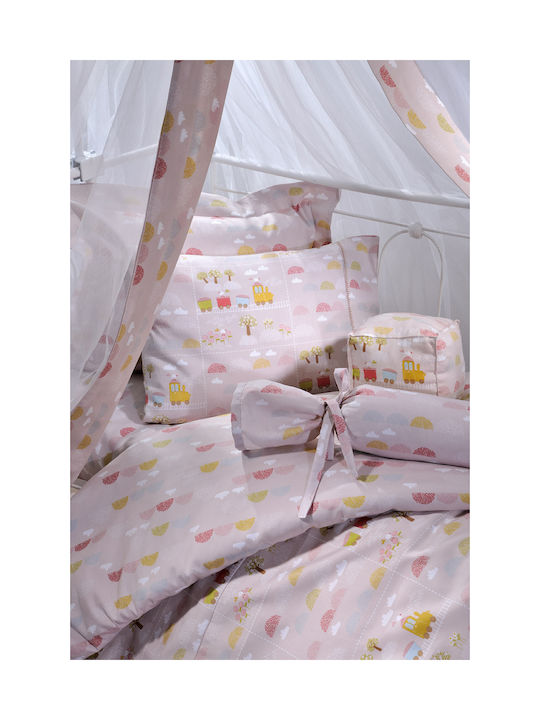 Down Town Home Set Baby Bettwäsche Für Krippe Baumwollsatin Rosa 120x170cm 3Stück