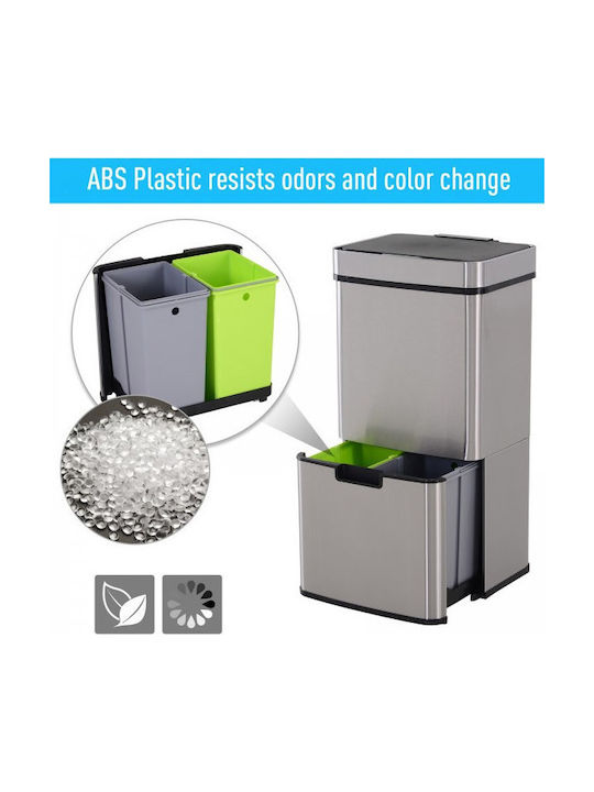 HomCom Waste Bin Recycling made of Stainless Steel with Photocell Silver 72lt 1pcs