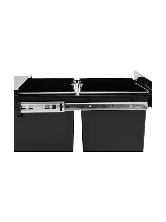 vidaXL Soft Close Recycling Waste Bin For Cabinet Plastic Black 36L