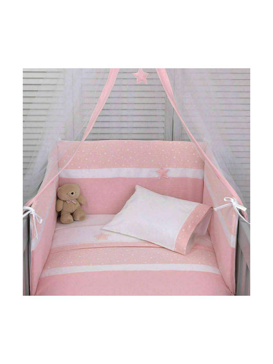 Baby Oliver Σετ Βρεφικά Σεντόνια Λίκνου Βαμβακερά Muslin Pink 3τμχ 75x100εκ.