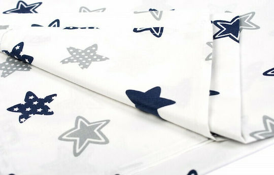 Dimcol Βρεφικό Σεντόνι Κούνιας Βαμβακερό με Λάστιχο Star Μπλε 70x140εκ.