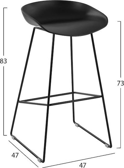 Stool Bar made of Polypropylene Naila Black 2pcs 47x47x83cm