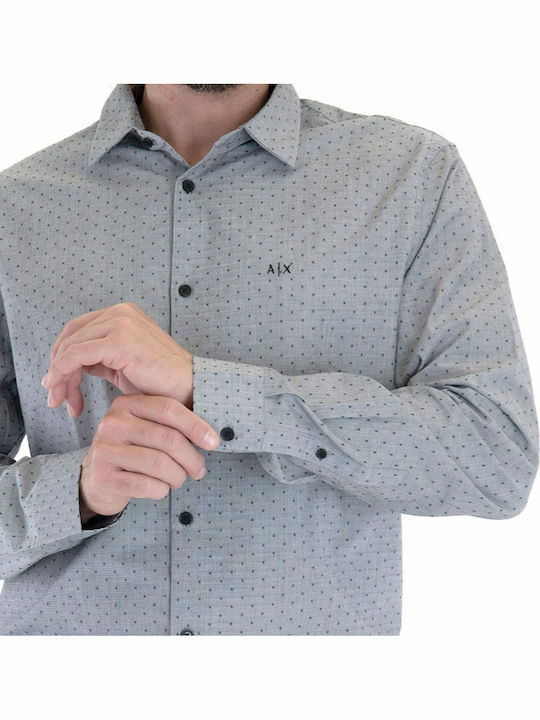 Long-sleeved Cotton Shirt Polka Dot Gray