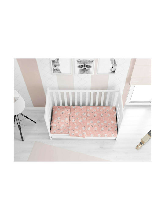 Dimcol Smile Baby Sheet Crib Cotton Fitted Coral 70x140cm