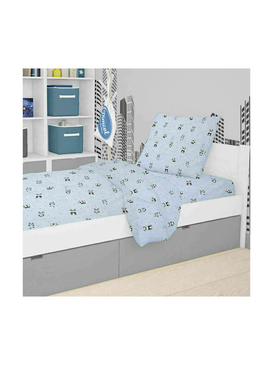 Dimcol Panda Baby Sheet Cradle Cotton 110 Sky Blue 80x110cm 1914413715811082