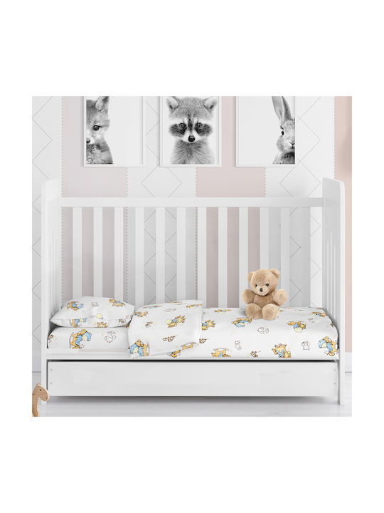 Dimcol Baby 04 Baby Sheet Crib Flannel Fitted White 70x140cm 1916158407700400