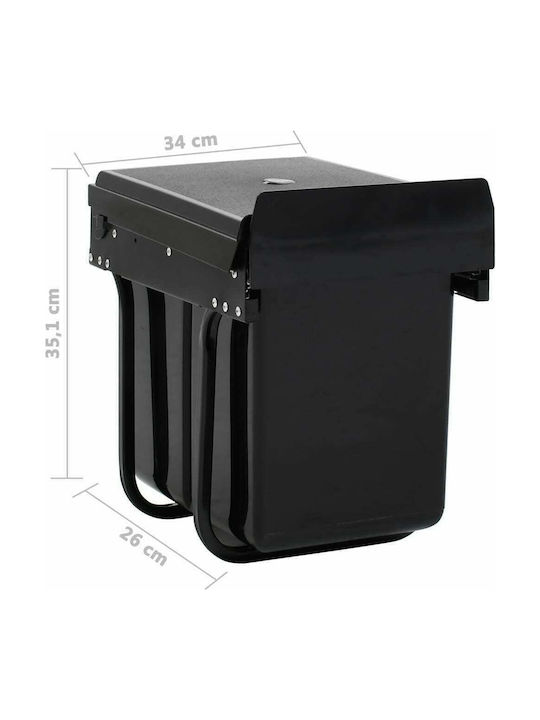 vidaXL Coș De Gunoi Soft Close Pentru Dulap Din Plastic Negru 20lt