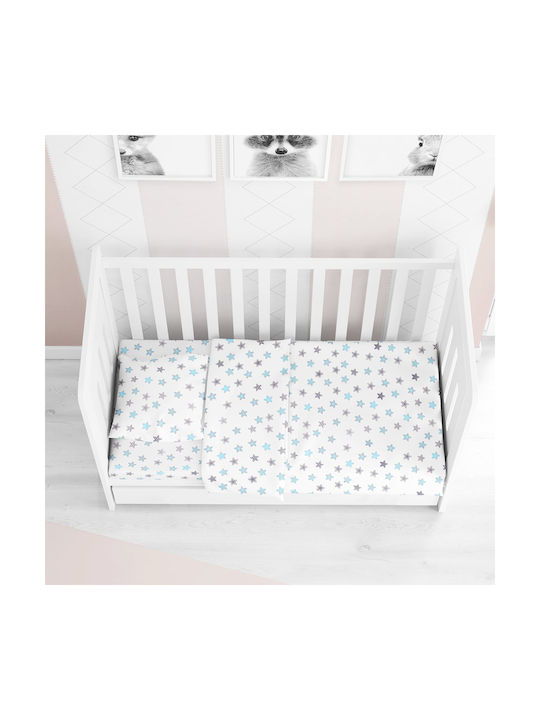 Dimcol Star Baby Sheet Cradle Cotton Light Blue 80x110cm