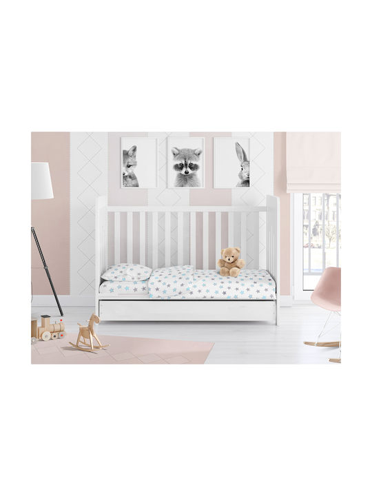 Dimcol Star Baby Sheet Cradle Cotton Light Blue 80x110cm