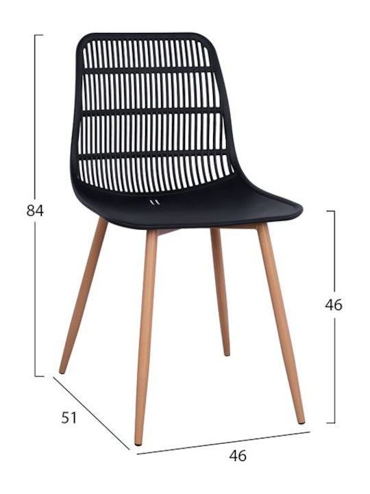 Giosseta Dining Room Polypropylene Chair Μαύρη 46x51x84cm